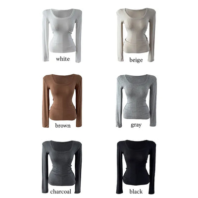 Tatsuha Modal Deep Unneck Long Sleeve T