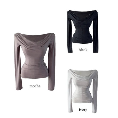 Any Triple Ring Drape Long Sleeve T