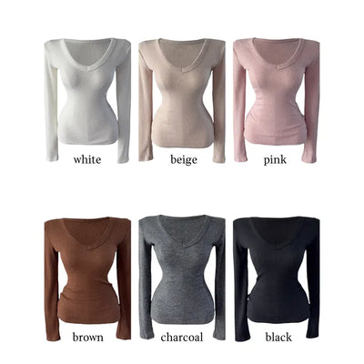 Hazelnut Ribbed Bone Knitwear Long Sleeve