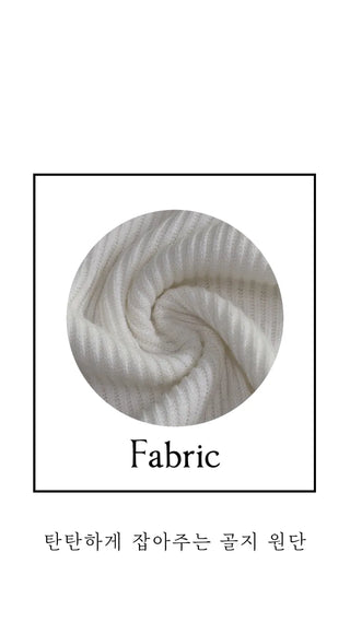 " Hazelnut Heart neck Button Ribbed Bone Knitwear Long Sleeve