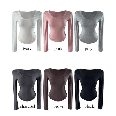 Puky Deep Unneck Rolled Long Sleeve T