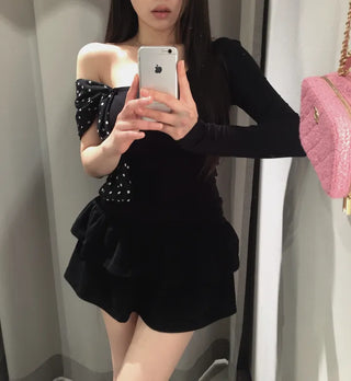 Moika Dot Chiffon One Shoulder T
