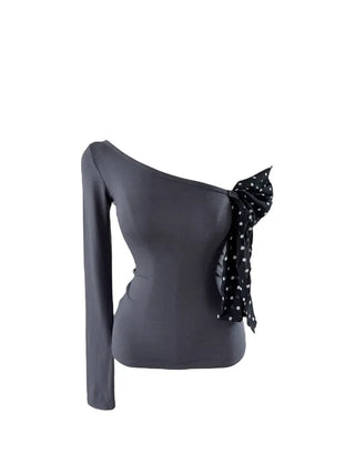 Moika Dot Chiffon One Shoulder T