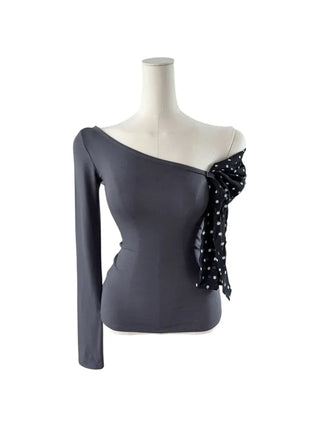 Moika Dot Chiffon One Shoulder T