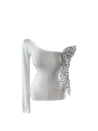 Moika Dot Chiffon One Shoulder T