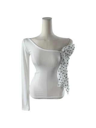 Moika Dot Chiffon One Shoulder T