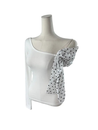 Moika Dot Chiffon One Shoulder T