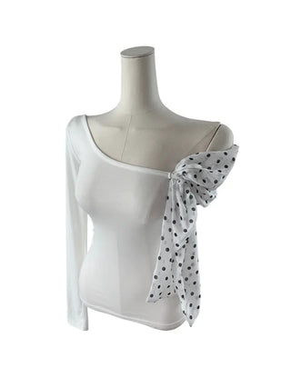 Moika Dot Chiffon One Shoulder T