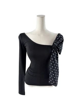 Moika Dot Chiffon One Shoulder T