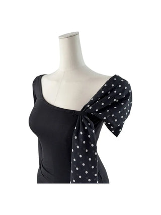 Moika Dot Chiffon One Shoulder T