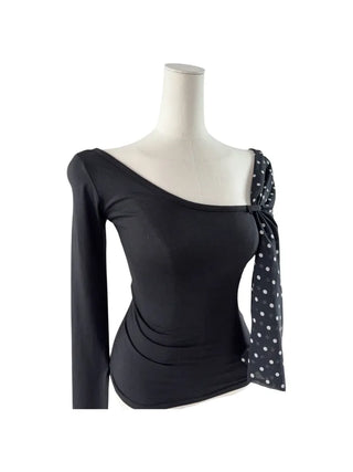 Moika Dot Chiffon One Shoulder T