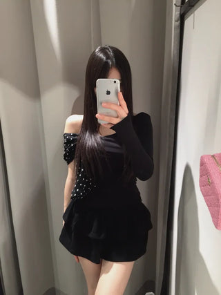 Moika Dot Chiffon One Shoulder T