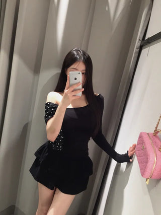 Moika Dot Chiffon One Shoulder T