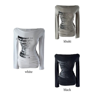 Design Off Shirring Long Sleeve T