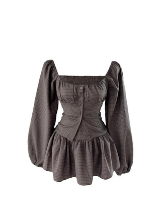 Osaka Checkered Blouse Skirt Set
