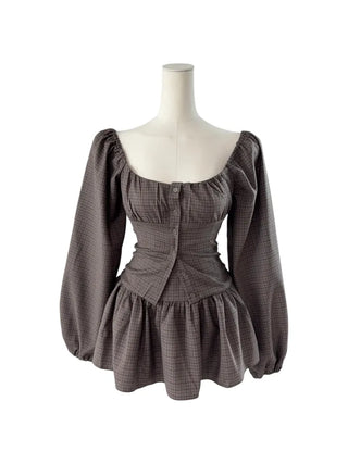Osaka Checkered Blouse Skirt Set