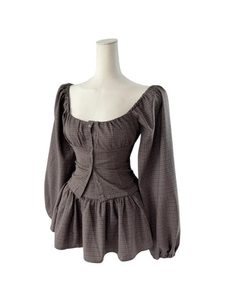 Osaka Checkered Blouse Skirt Set