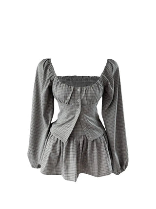 Osaka Checkered Blouse Skirt Set