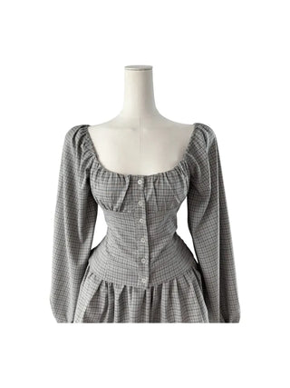 Osaka Checkered Blouse Skirt Set