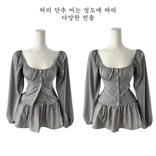 Osaka Checkered Blouse Skirt Set
