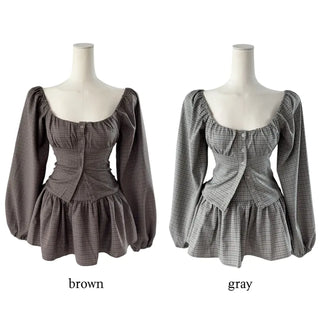 Osaka Checkered Blouse Skirt Set