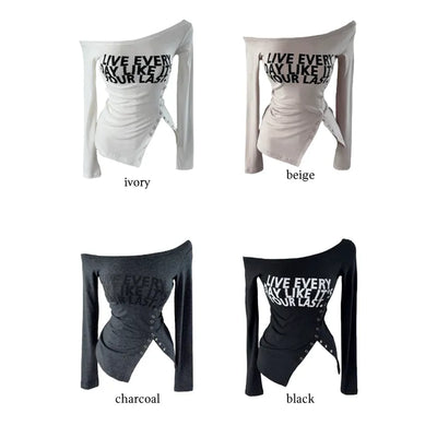 Live One Shoulder Slit Long Sleeve T