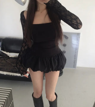 Chess see-through lace bolero cardigan