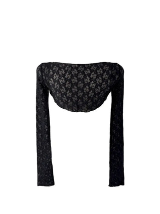 Chess see-through lace bolero cardigan