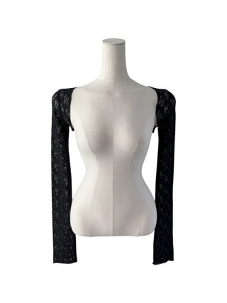 Chess see-through lace bolero cardigan