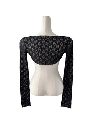 Chess see-through lace bolero cardigan