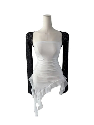 Chess see-through lace bolero cardigan