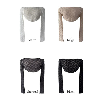 Chess see-through lace bolero cardigan