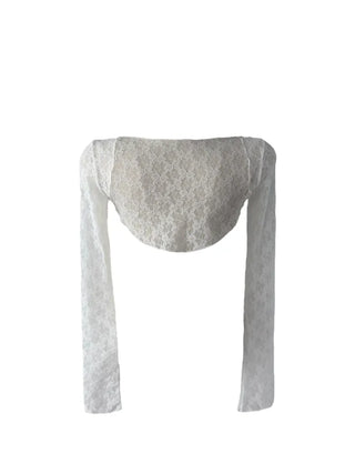 Chess see-through lace bolero cardigan