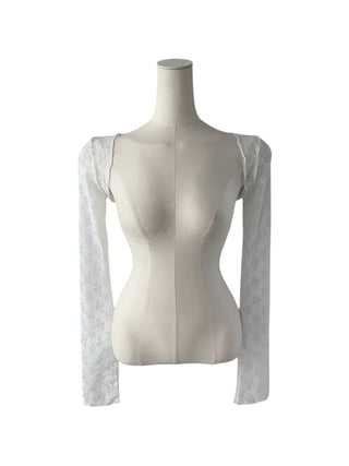 Chess see-through lace bolero cardigan