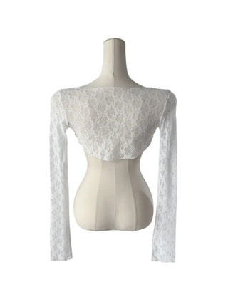 Chess see-through lace bolero cardigan