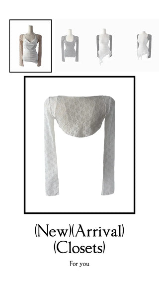 Chess see-through lace bolero cardigan