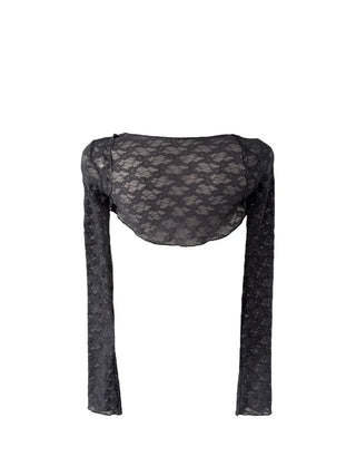 Chess see-through lace bolero cardigan