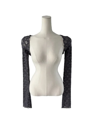 Chess see-through lace bolero cardigan
