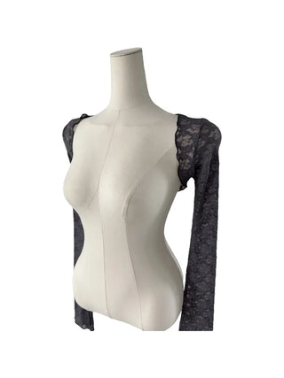 Chess see-through lace bolero cardigan