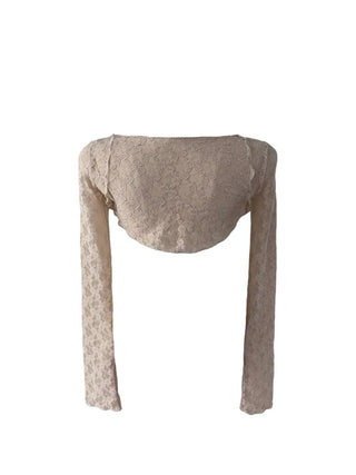 Chess see-through lace bolero cardigan