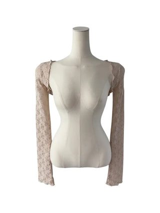 Chess see-through lace bolero cardigan