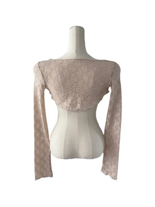 Chess see-through lace bolero cardigan