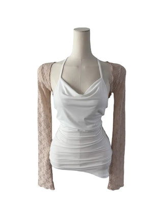 Chess see-through lace bolero cardigan