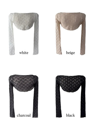 Chess see-through lace bolero cardigan