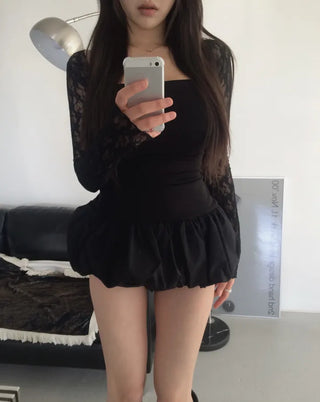 Chess see-through lace bolero cardigan