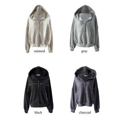 Hearts Stud Hood Zip-Up