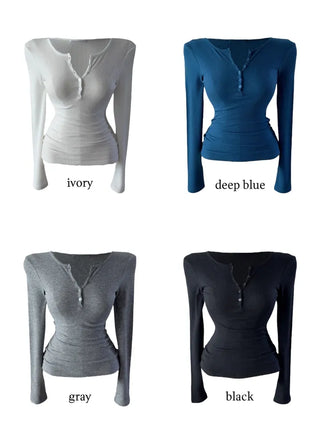 Miro henry neck ribbed long-sleeved t-shirt