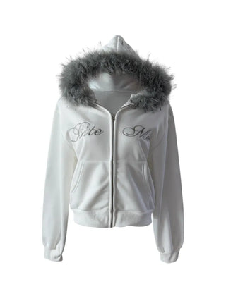 Bite y2k Fur Hooded Zip-Up