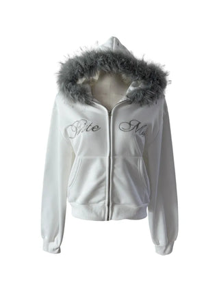 Bite y2k Fur Hooded Zip-Up