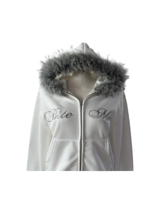 Bite y2k Fur Hooded Zip-Up